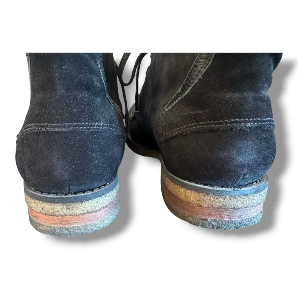 John Varvatos Mainline Distressed Suede Crepe Sole Ankle Boots Black Sz 10.5